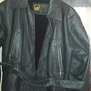 Leather black short jacket